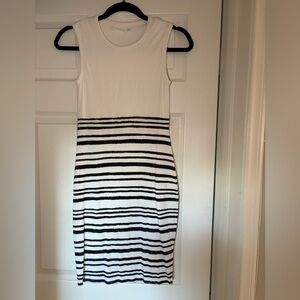 Bailey 44 Black and White Striped Midi Dress